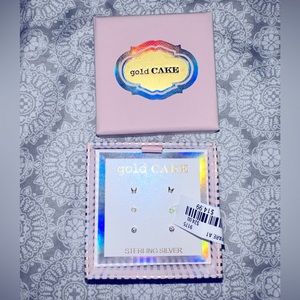 Gold Cake Earring Set | sterling silver | 3 piece